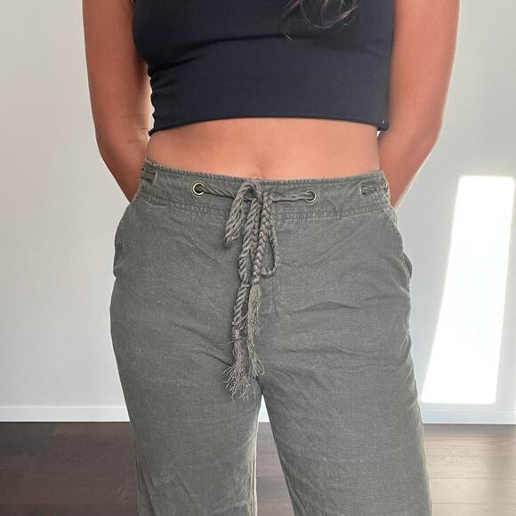 Vintage linen pants army green - Picture 3 of 3